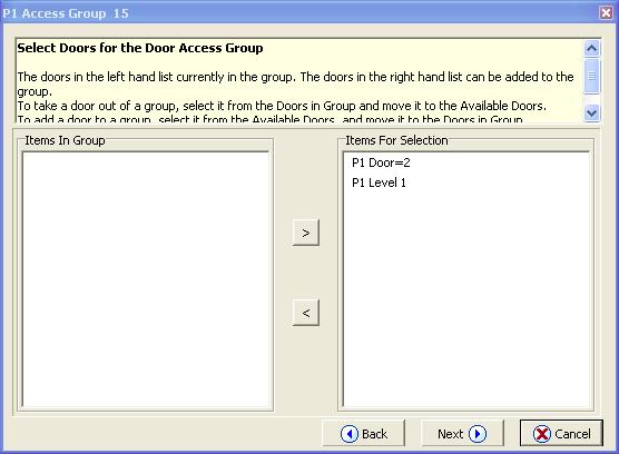 Door Access Groups Wizard